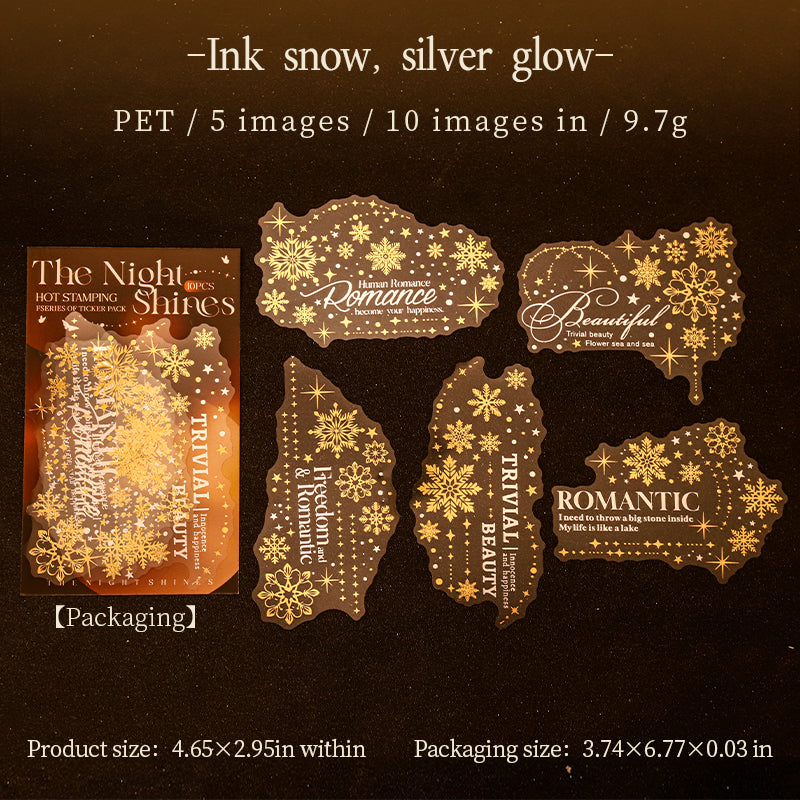0926 The night shines PET Sticker -10Pcs each pack