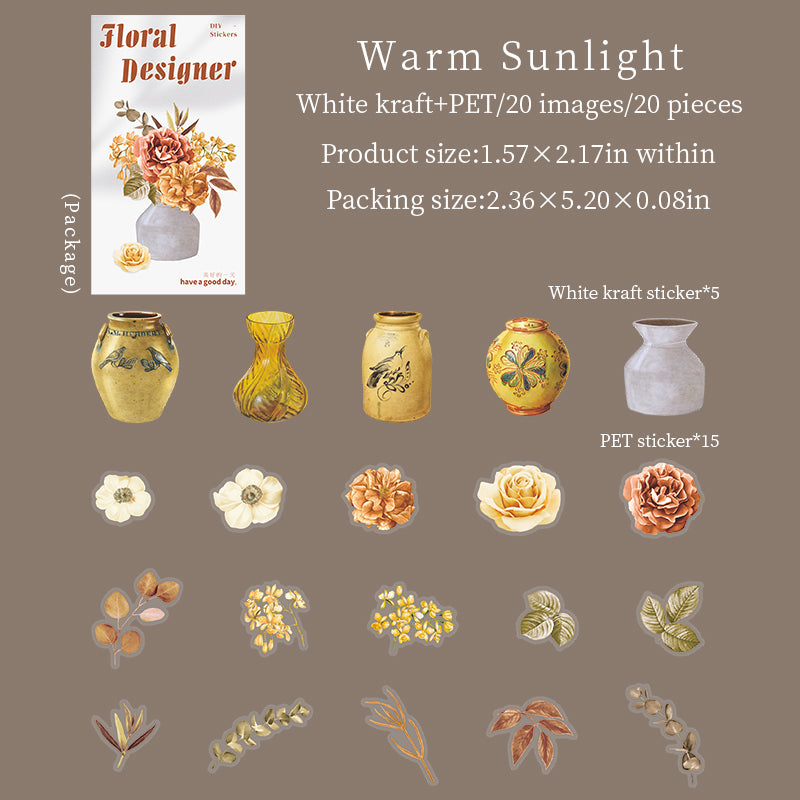 1112 Flowers PET & Solid sticker -20Pcs each pack