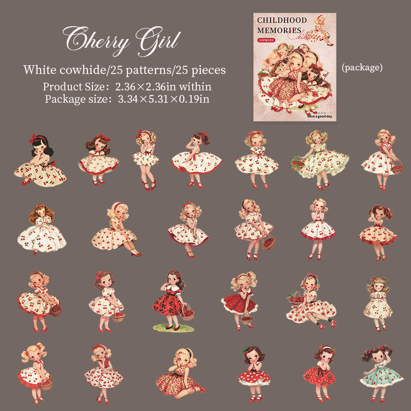 1014 Vintage girls Solid Sticker -25Pcs each pack