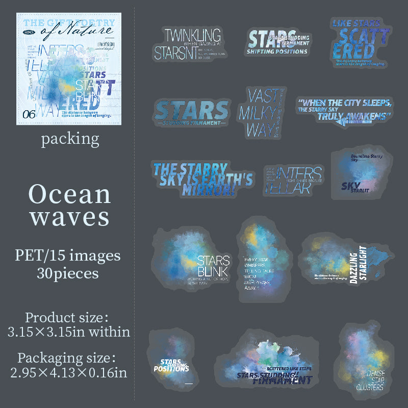 0830 The gift poetry of nature PET Sticker -30Pcs each pack