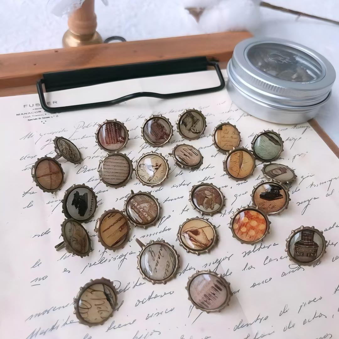 Vintage Epoxy Brads 24 Pcs