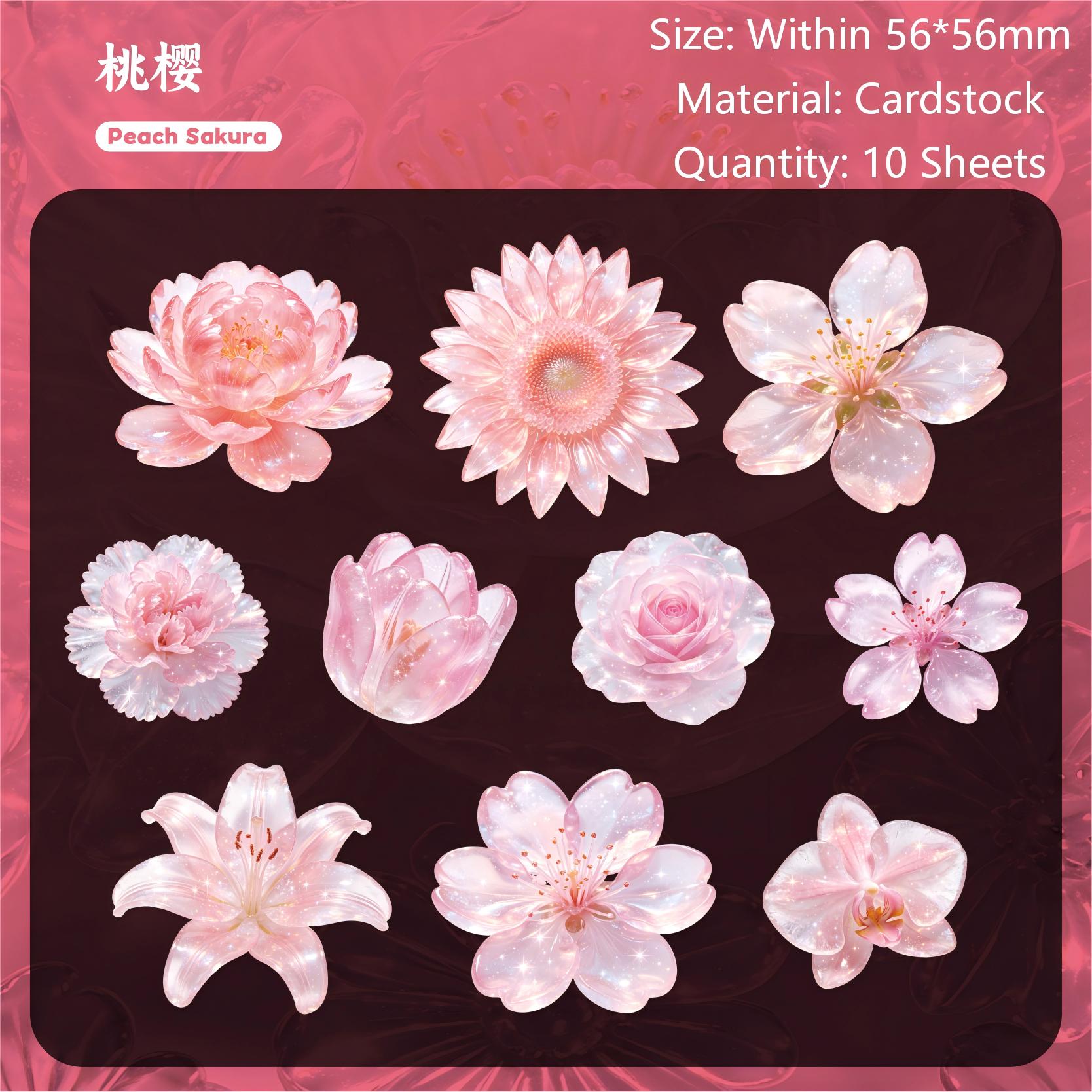 Glassy Flower Epistles Cardstock Stickers -10Pcs each pack