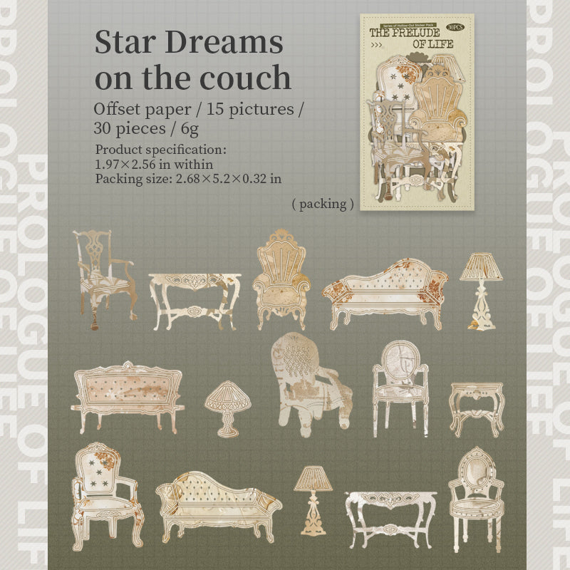 1212 The prelude of life die cut sticker -30Pcs each pack