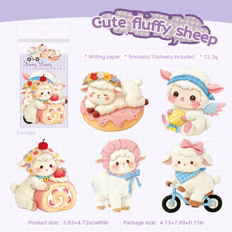 Furry Animals Solid Sticker -10Pcs each pack