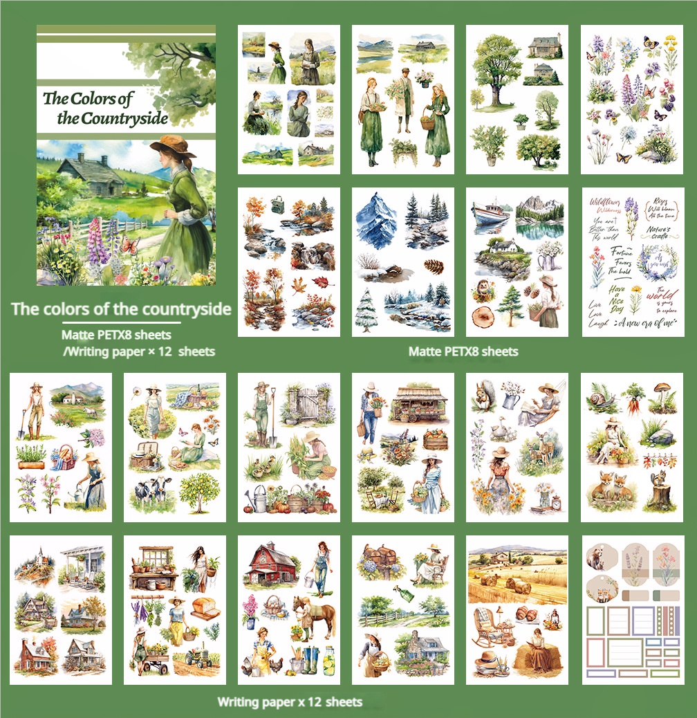 S-542- The colors of the countryside Sticker Book -20Pcs each pack