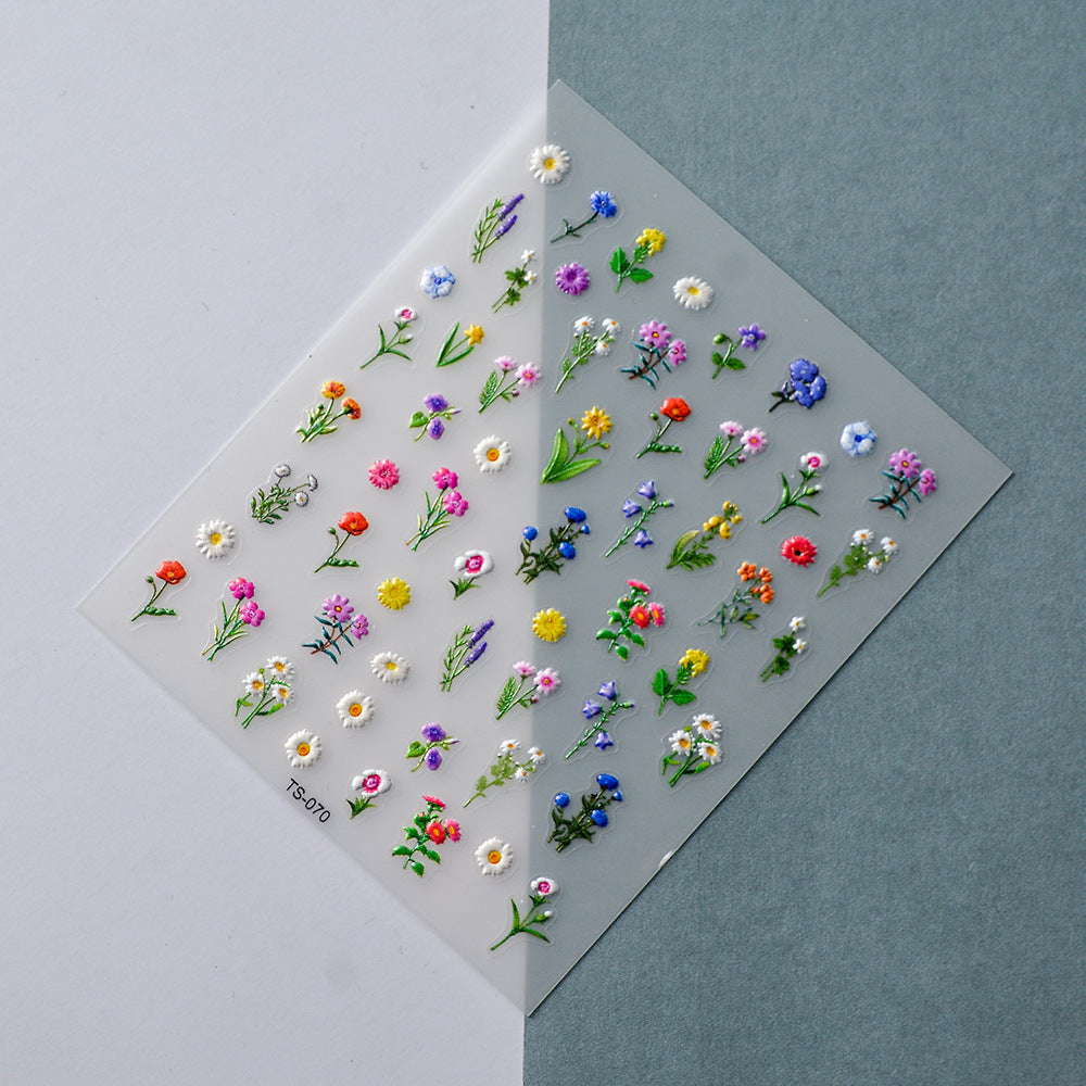 0922 M225- Small flowers Embossed Mini sticker 1 Pcs