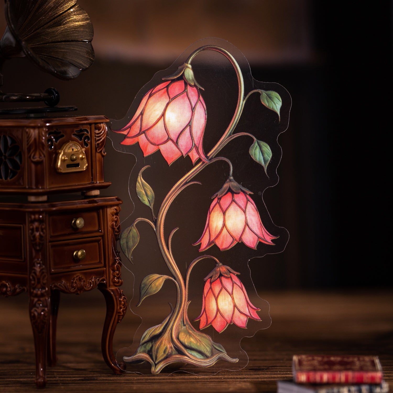 260102 Flowers desk lamp PET sticker -12Pcs each pack