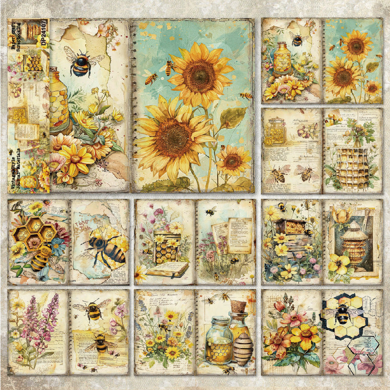 20260318 A5 Bees Collecting Honey background paper DP24107 -8Pcs each pack