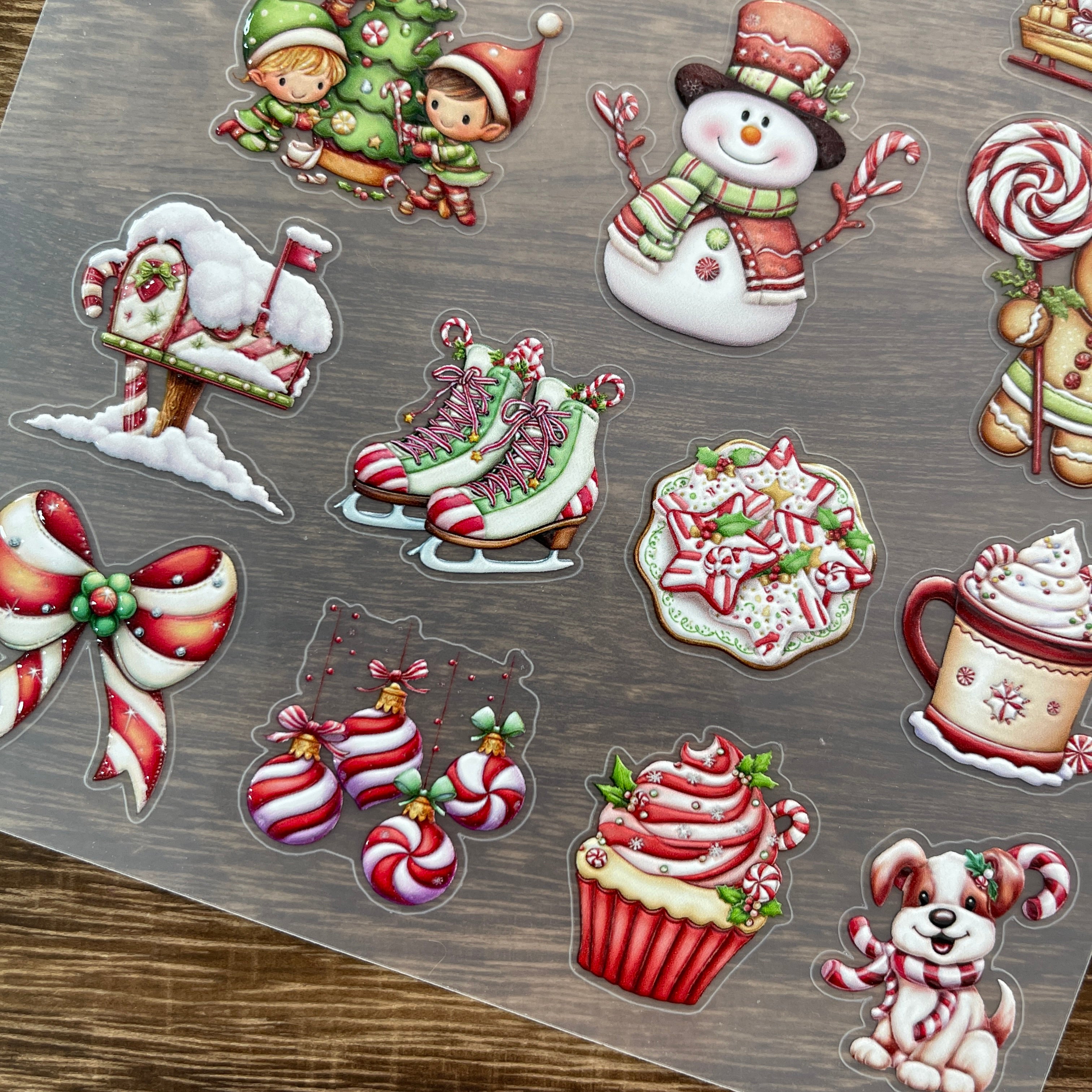 3D Christmas elements PET Stickers 1pcs