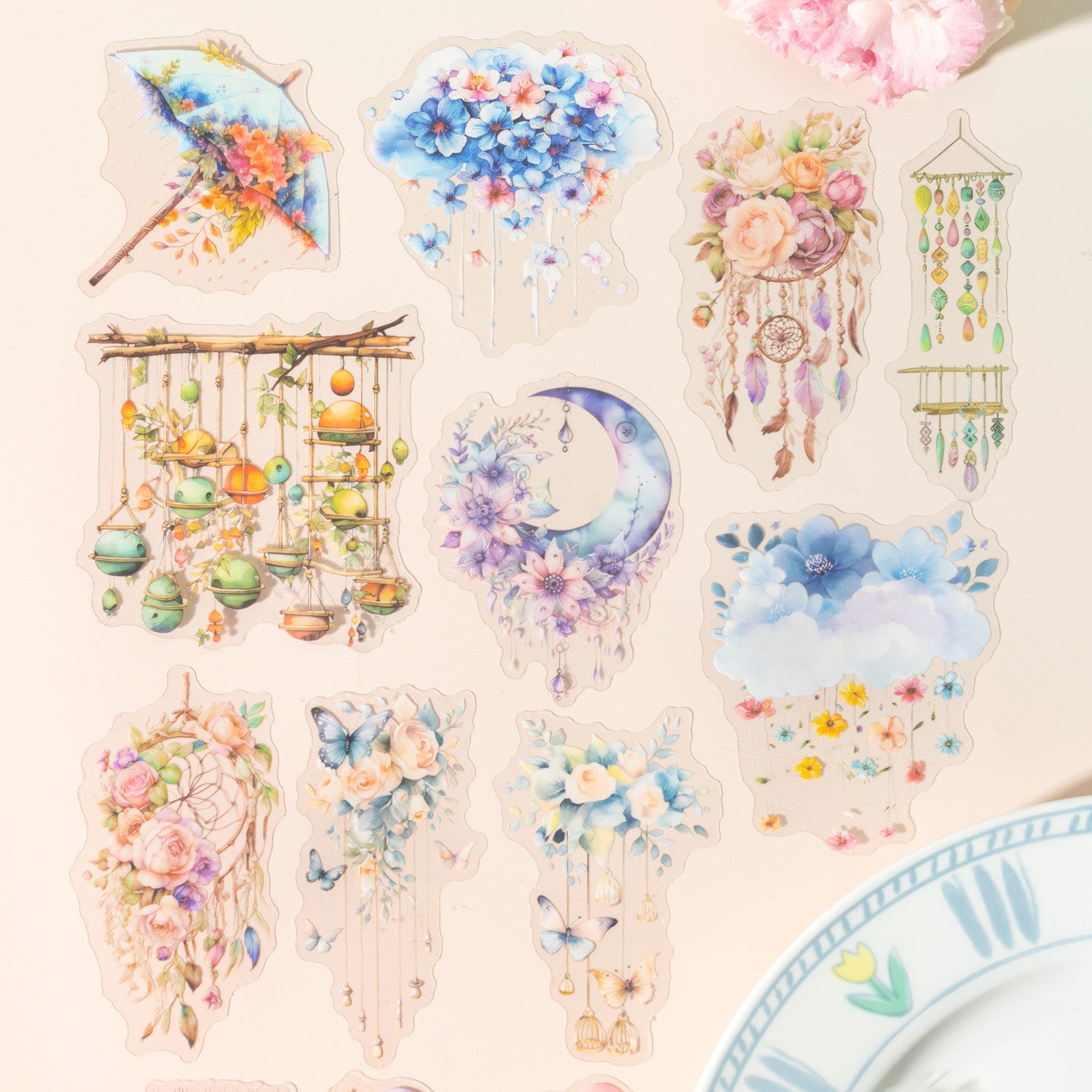 0305 Floral Shadows flow with colors Series Sticker -10Pcs each pack