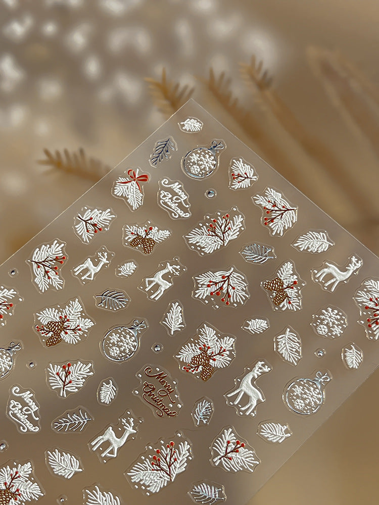 1201 M268- Christmas Embossed Mini sticker 1 Pcs