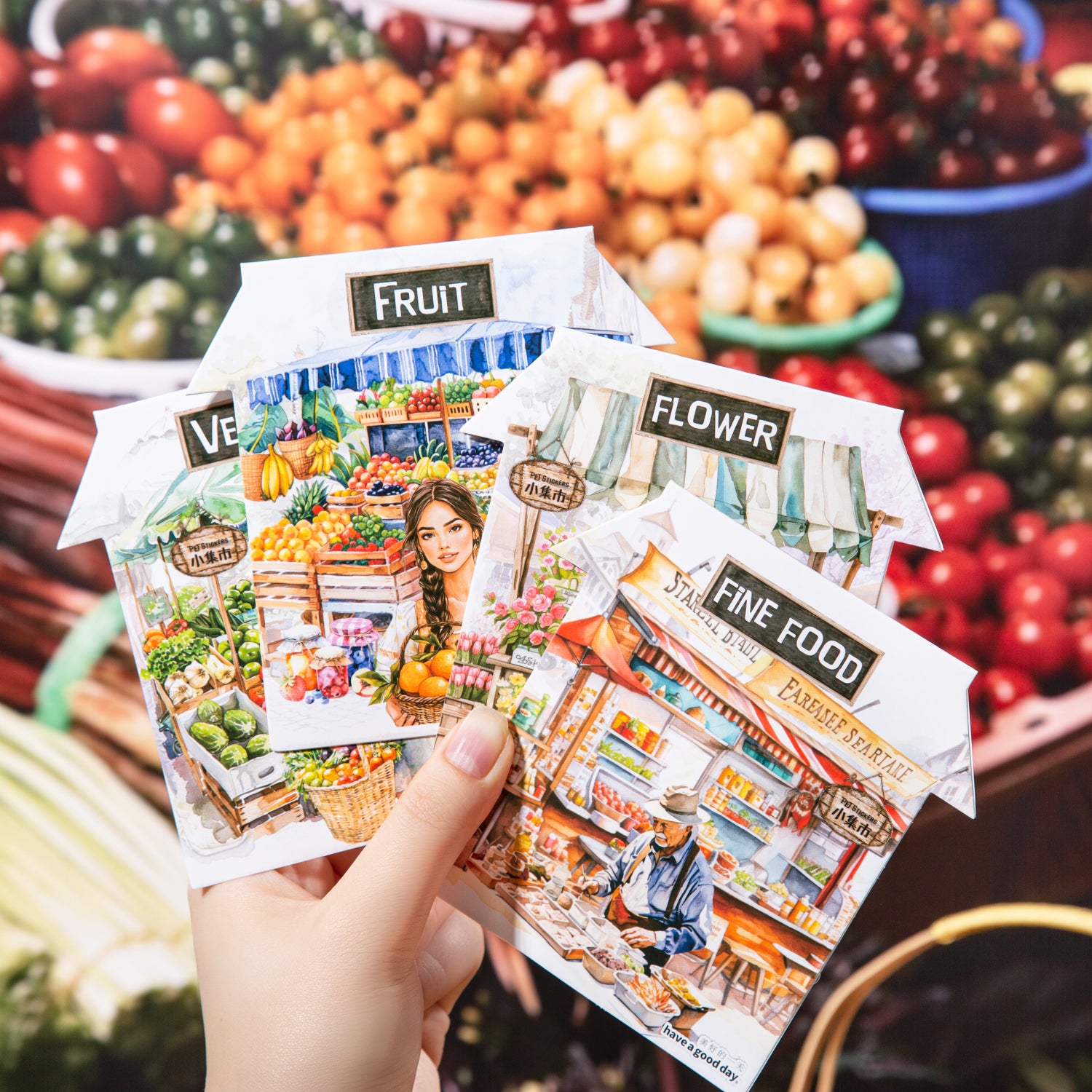 0328 Small Bazaar Series PET Sticker -20Pcs each pack