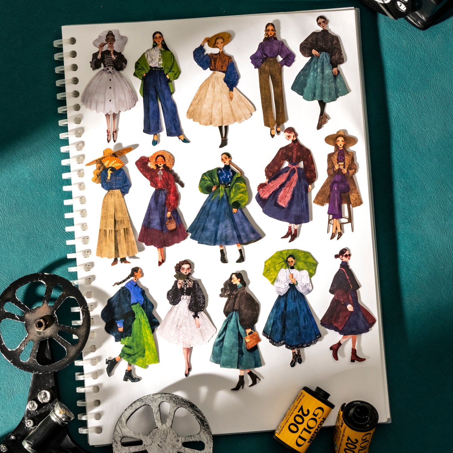 0823 Vintage fashion girls Sticker -20Pcs each pack