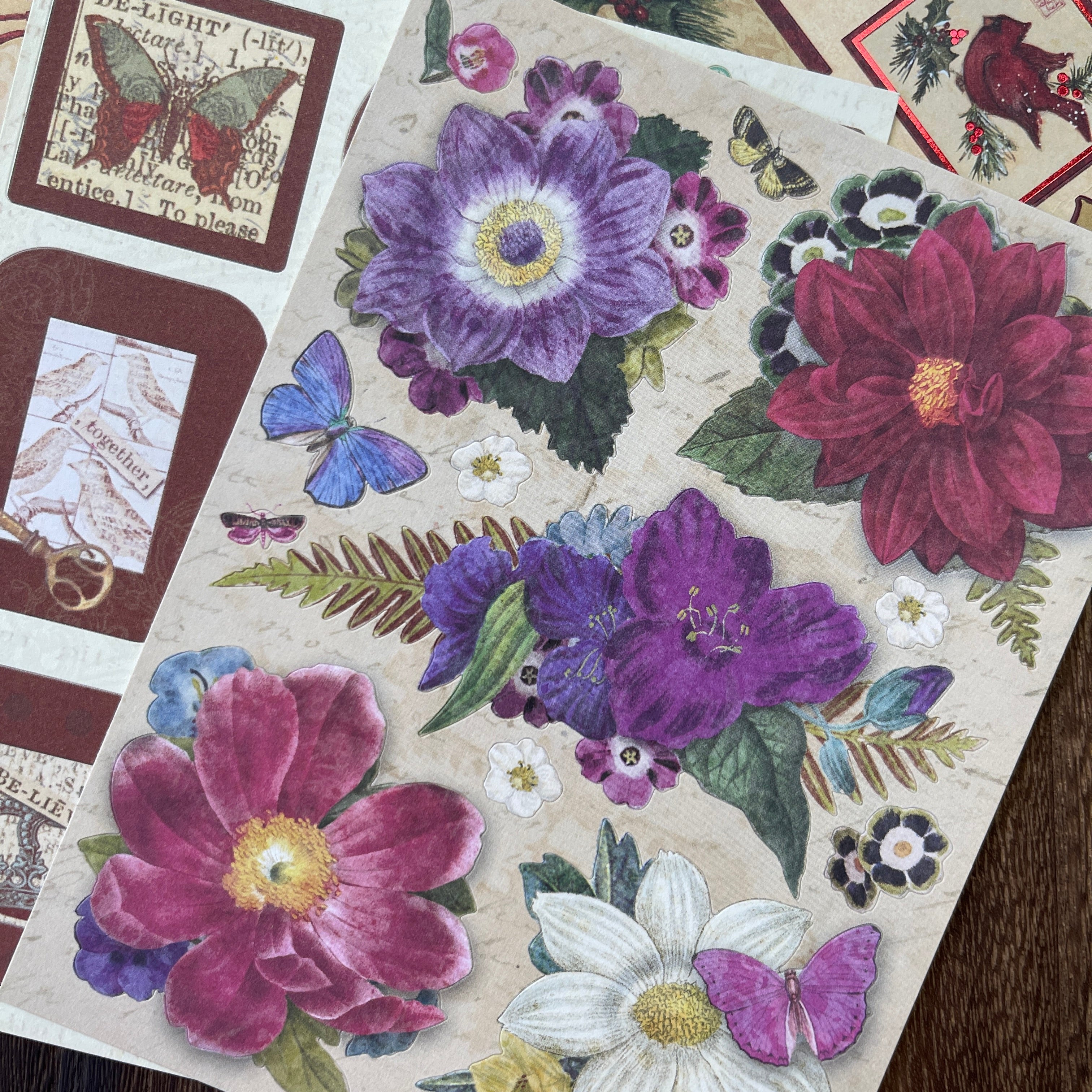 0821 Vintage illustration collection solid pre-cut sticker 12pcs 1 pack
