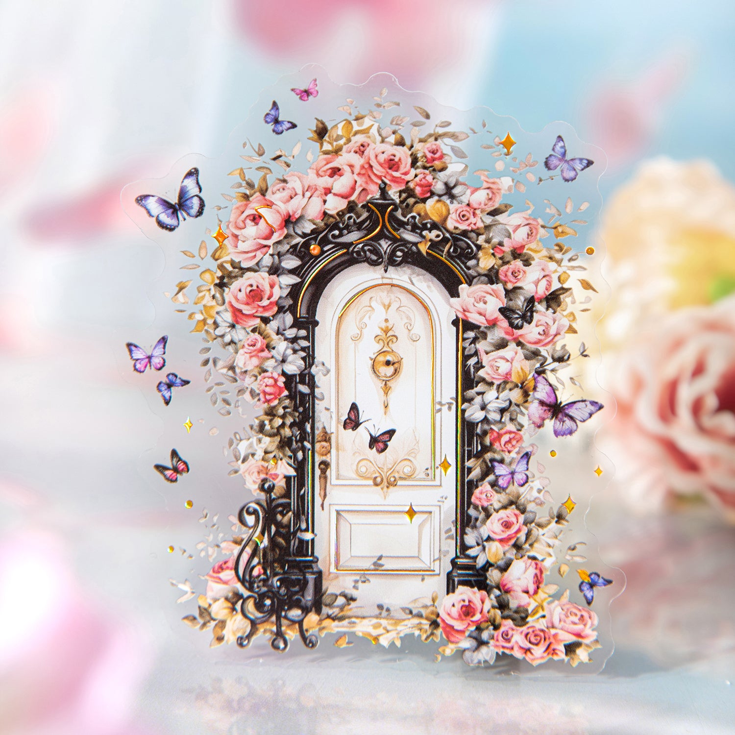 0910 Butterfly by the window PET Sticker -10Pcs each pack