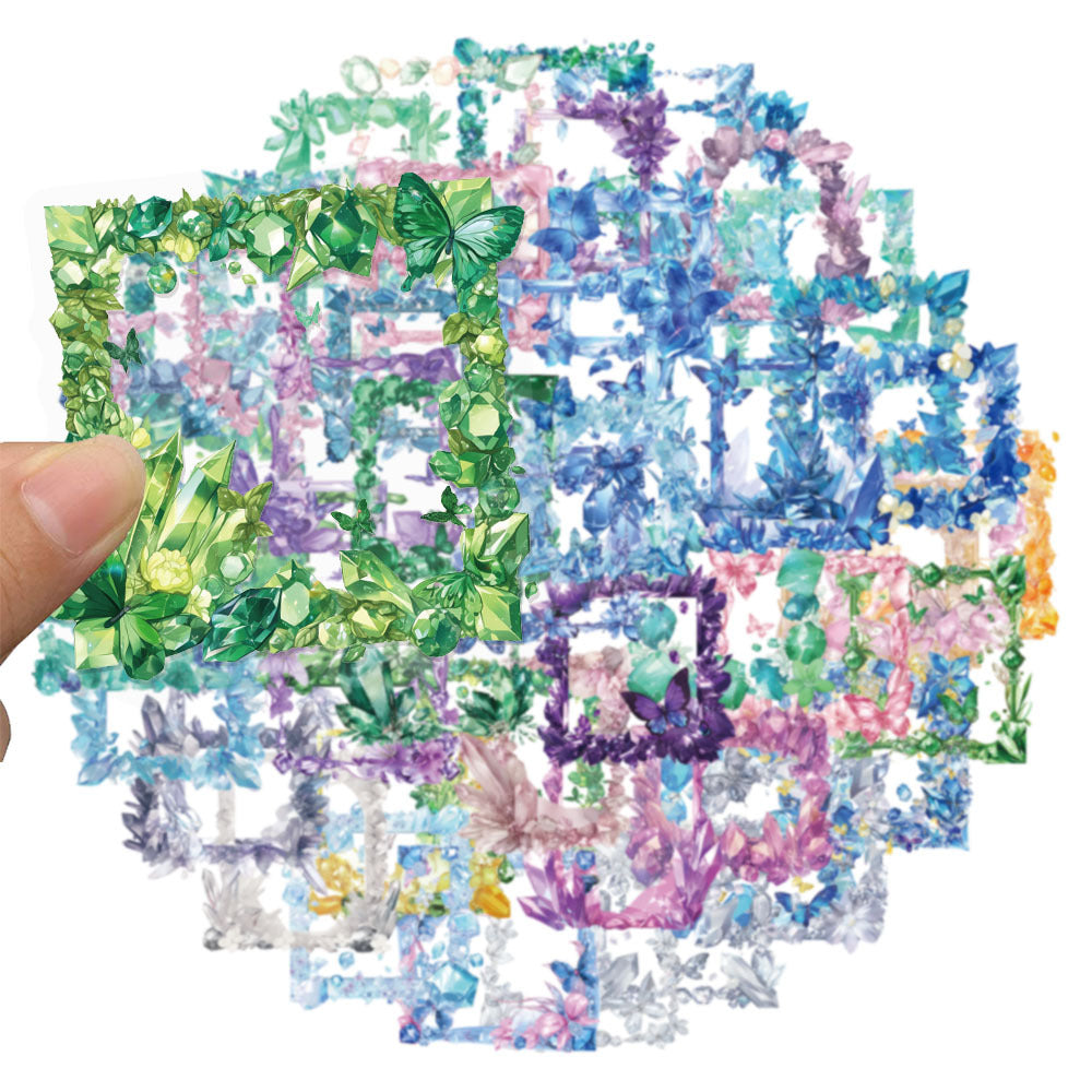0823 55 Butterfly Clear Crystal Frame PET sticker