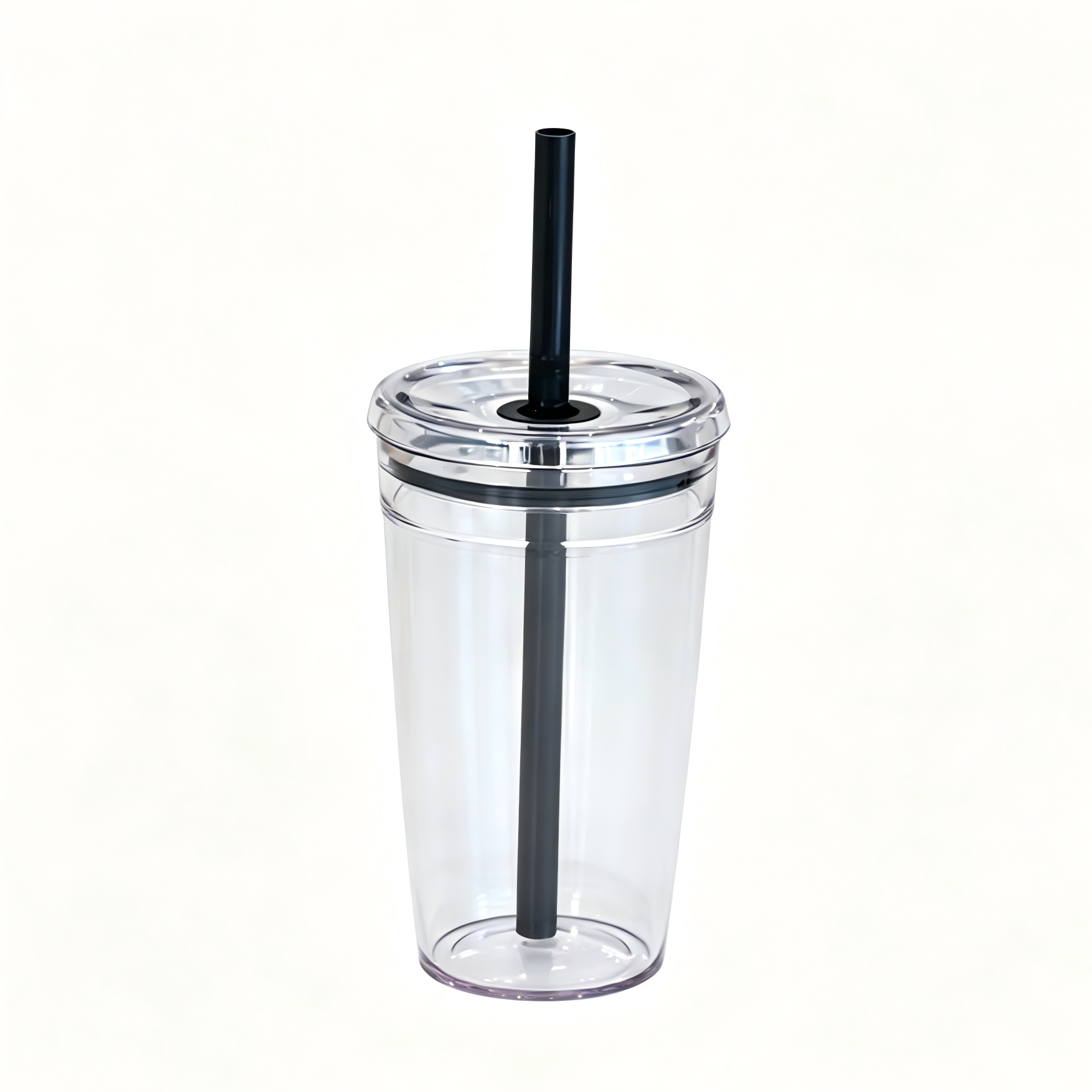 16oz Blank Clear Acrylic Tumbler with Lid & Color Straw – Perfect for Vinyl DIY