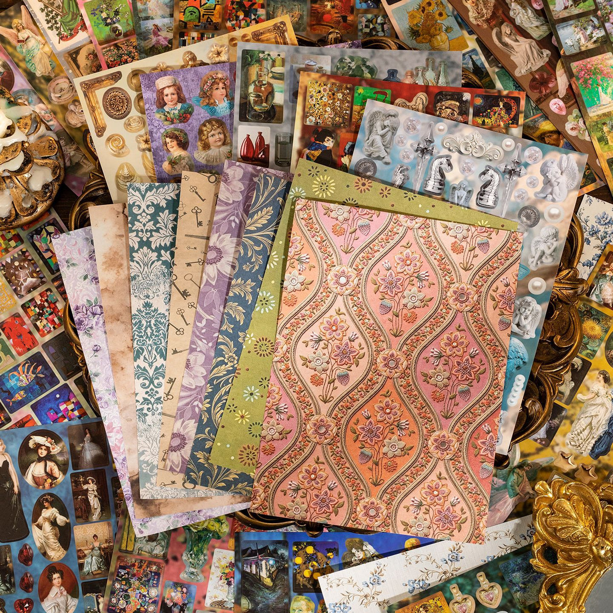 Vintage Art Writing Paper Stickers Book -30Pcs each pack