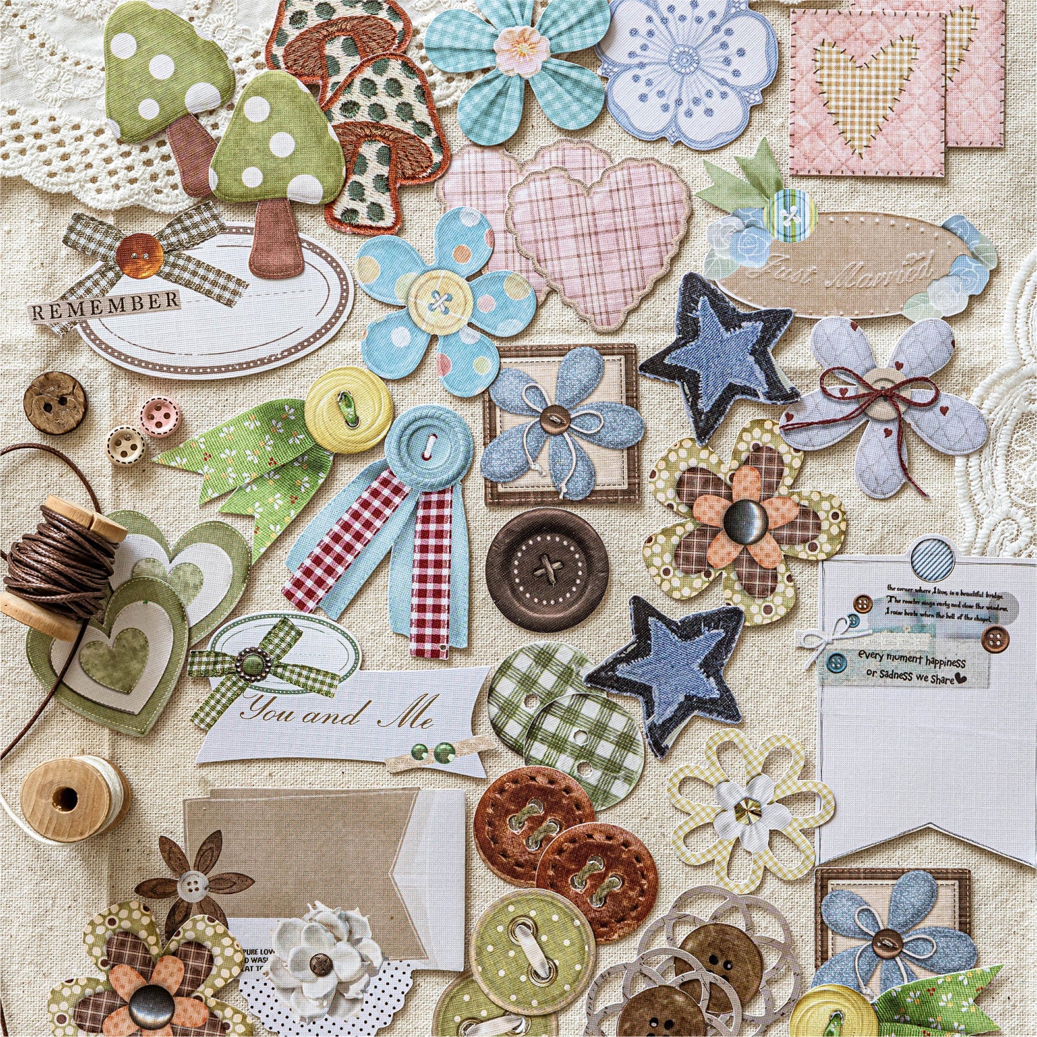 0920 Vintage die cut cardstock Sticker -50Pcs each pack