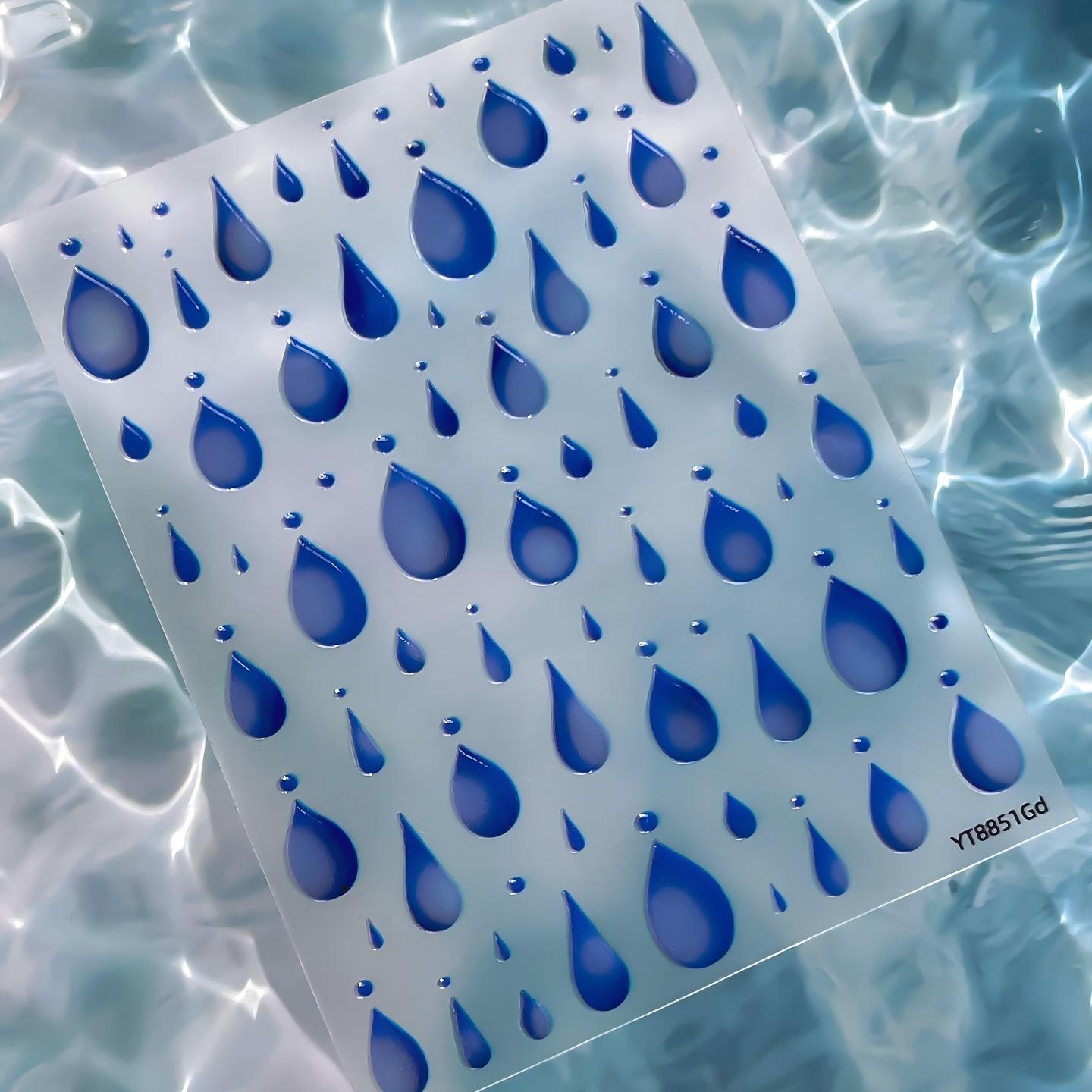 M332- Water Drops and Flames Embossed Mini sticker 1 Pcs