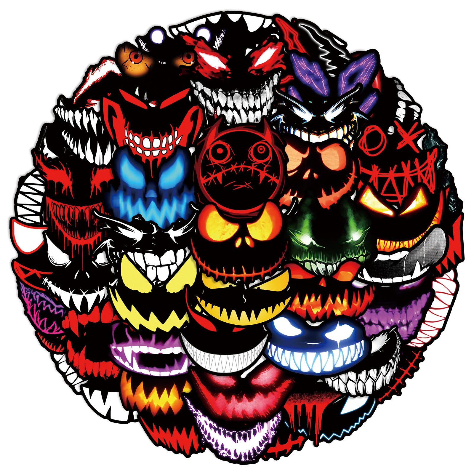 0908 50 Devil face Stickers solid with black border