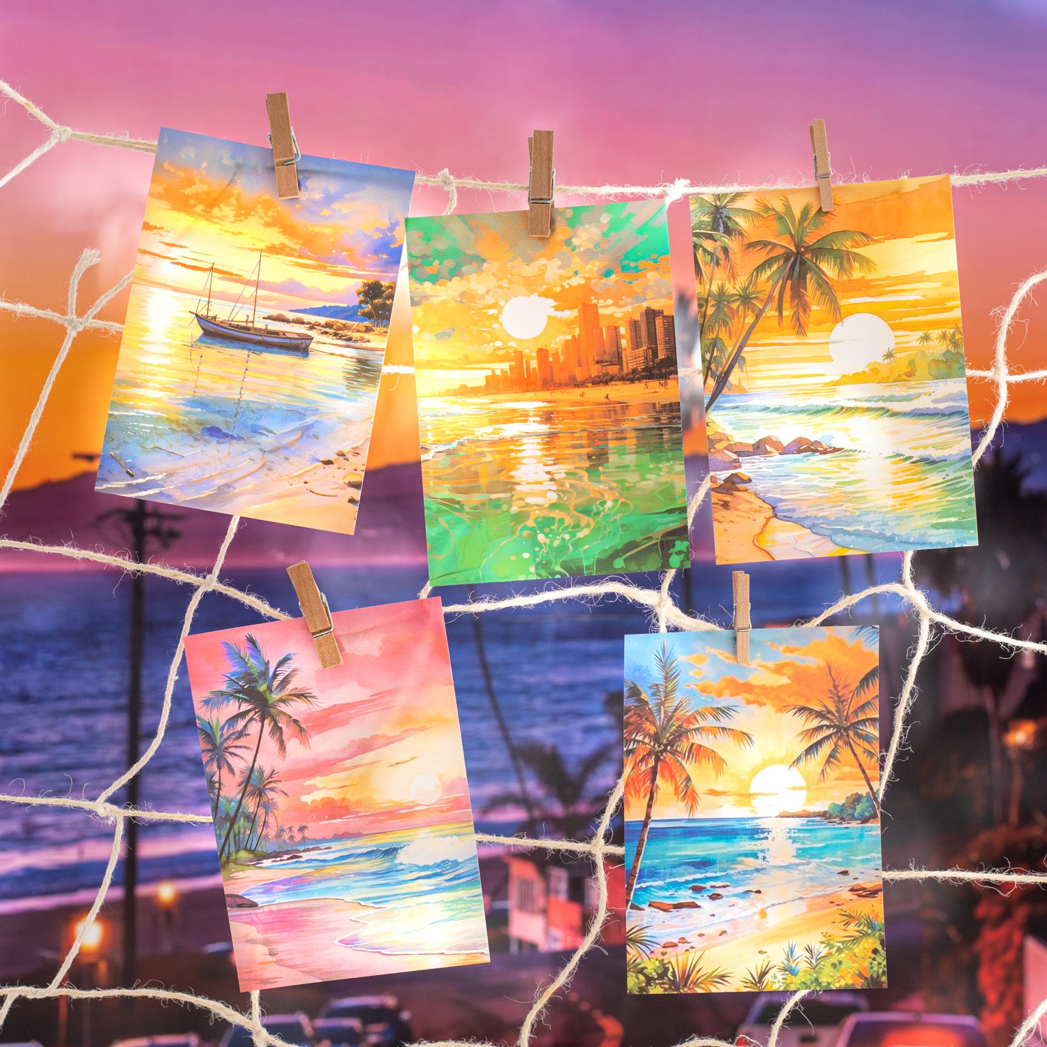 0715 California sunset PET sticker -10Pcs each pack