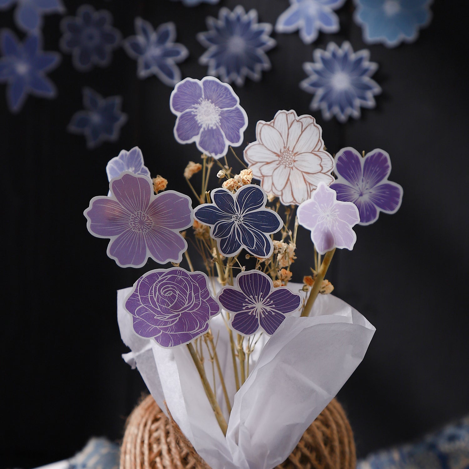 1027 Flowers vellum paper sticker -40Pcs each pack