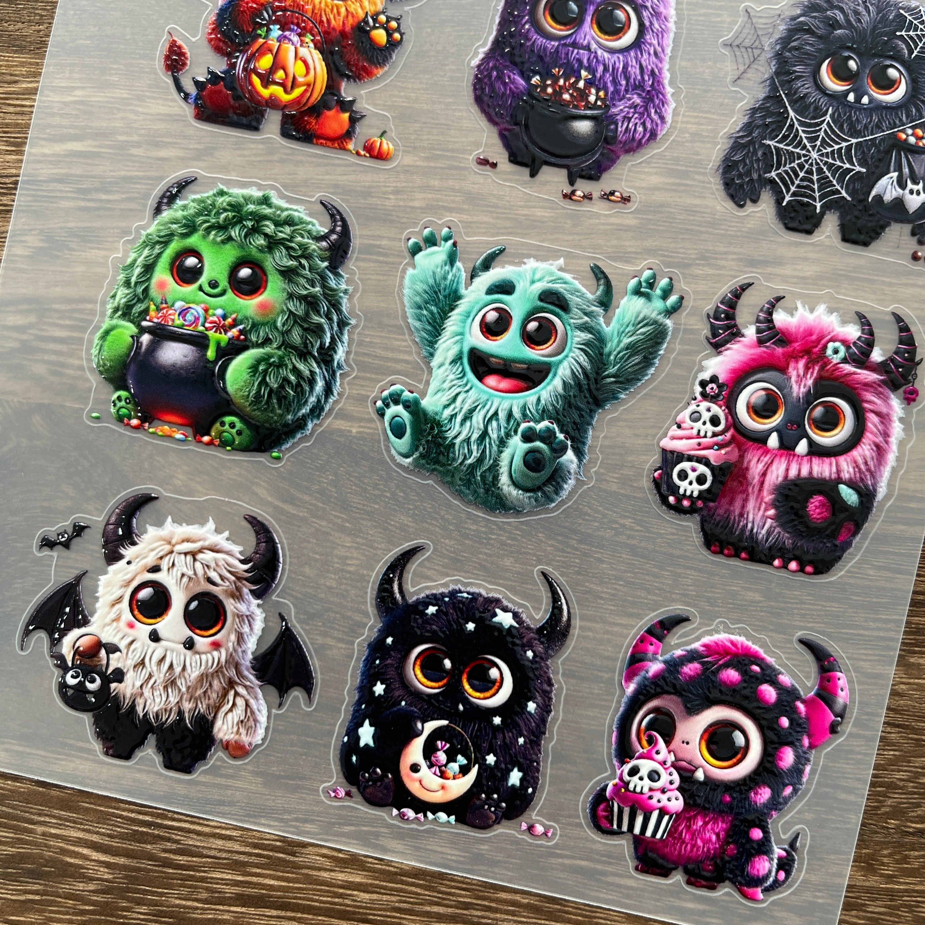 3D Cute Halloween monsters PET Stickers 1pcs