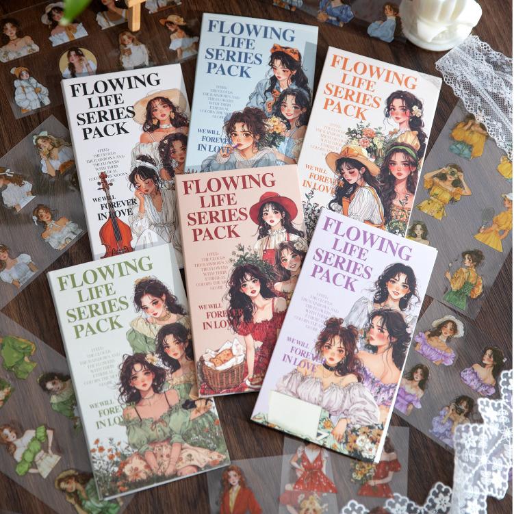 0328 Flowing life Series PET & Washi Sticker -12Pcs each pack
