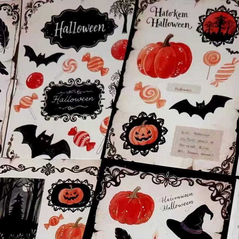 0922 A4 size Vintage Dark Halloween Style Paper 2 pcs