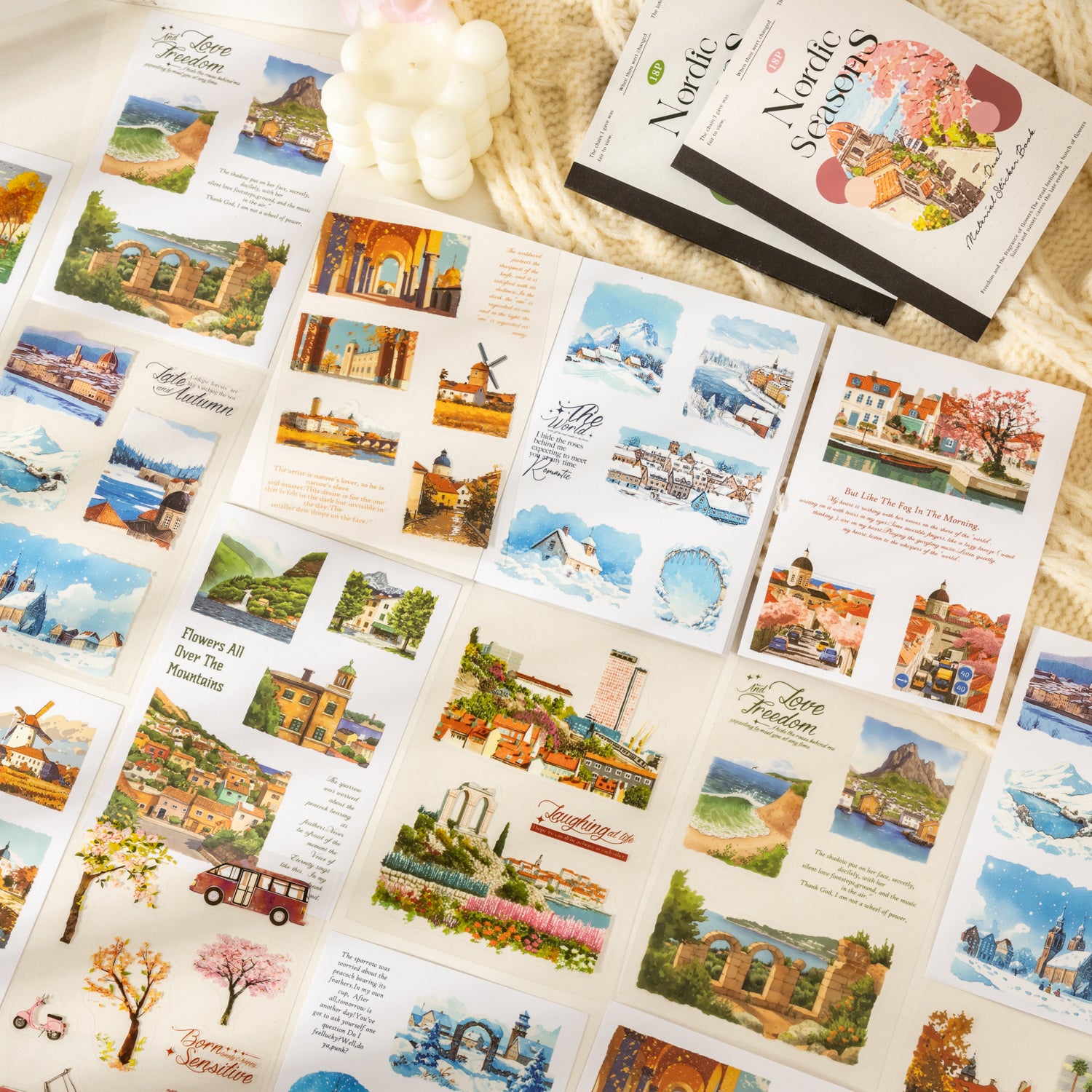 0908 Nordic seasons PET & Washi Sticker book -18Pcs each pack