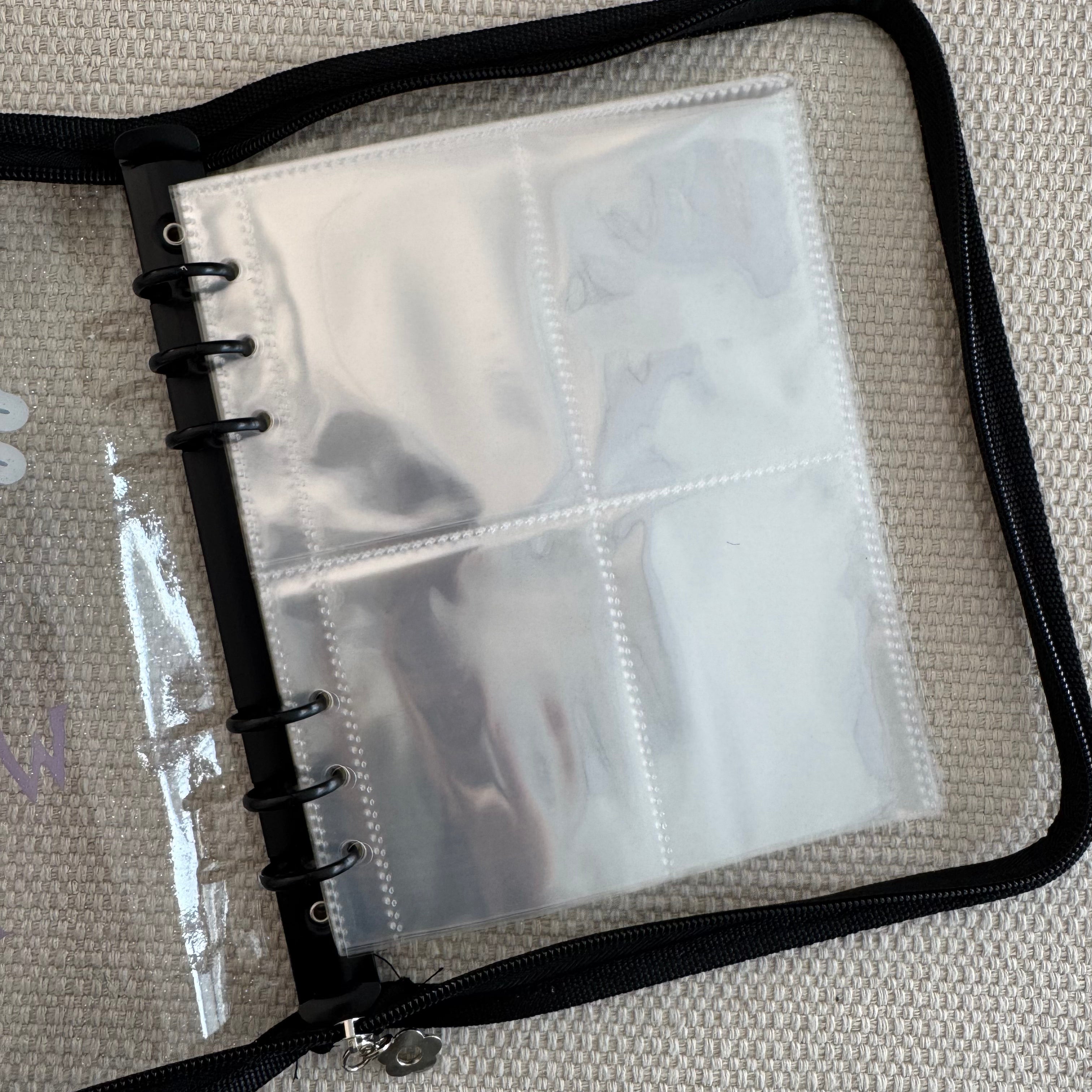 A5 cheshire cat clear binder with Zipper + 50 Pcs pocket insert, ATC cards storage book