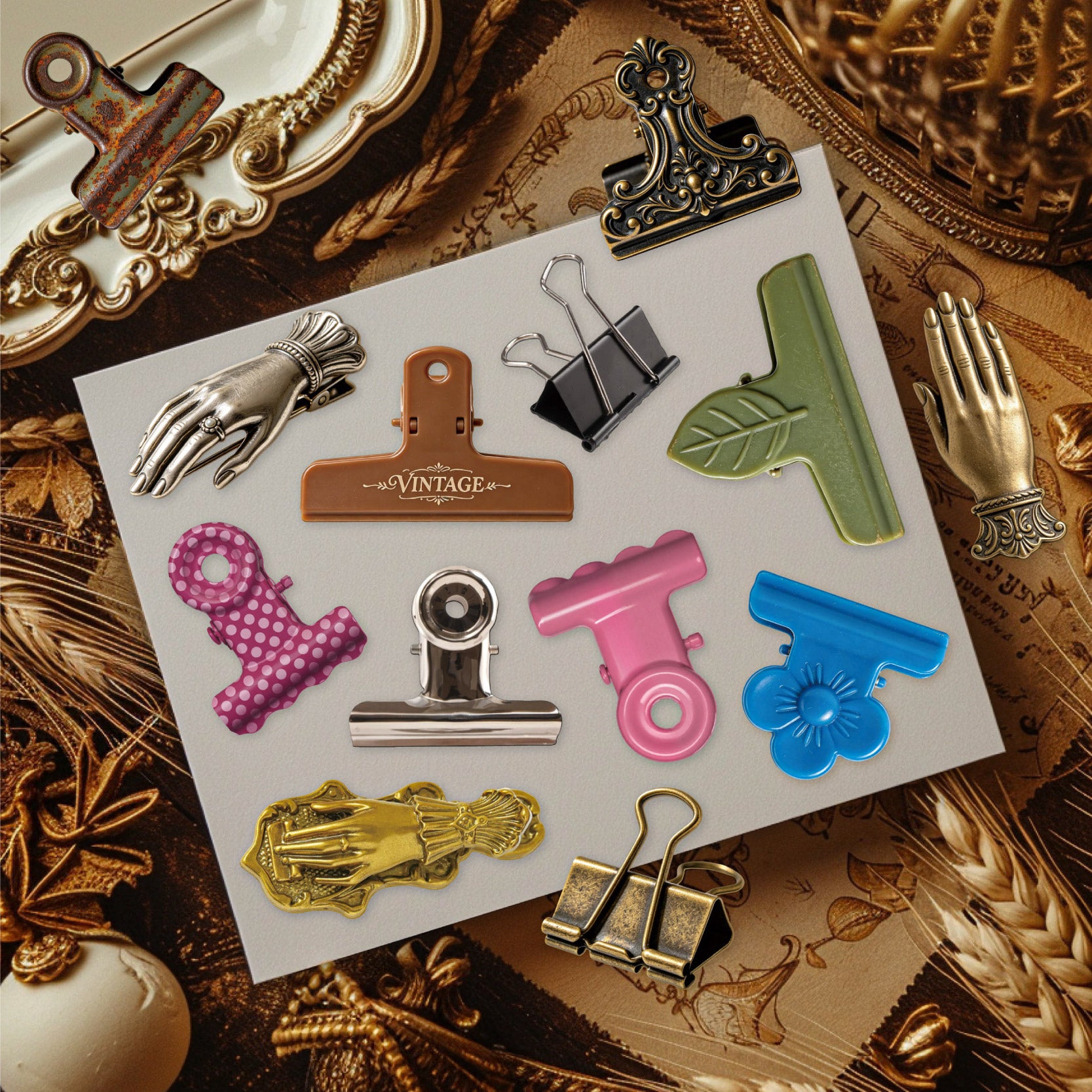Vintage Clip Collection Cardstock Sticker -10Pcs each pack