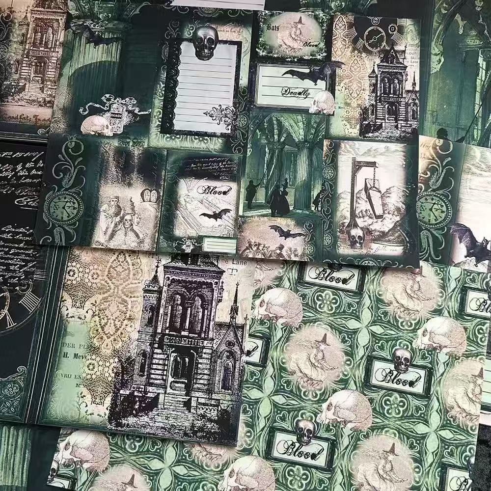 1216 A4 size Green goth Style Paper 8 pcs