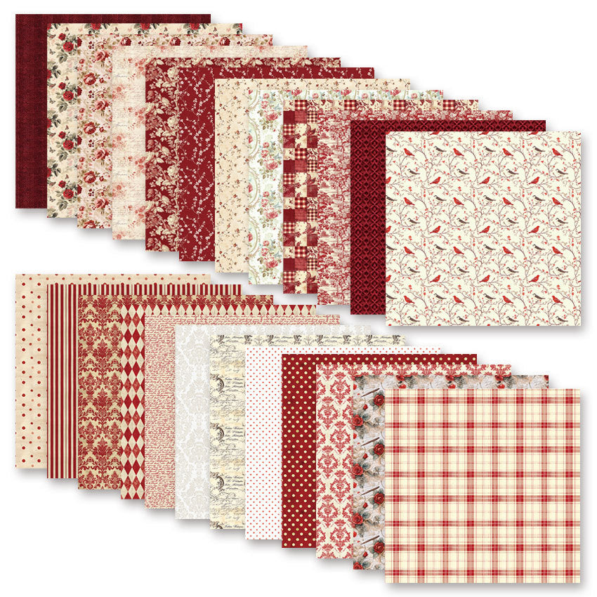 1014 Vintage Red double-sided pattern background paper 12 inch