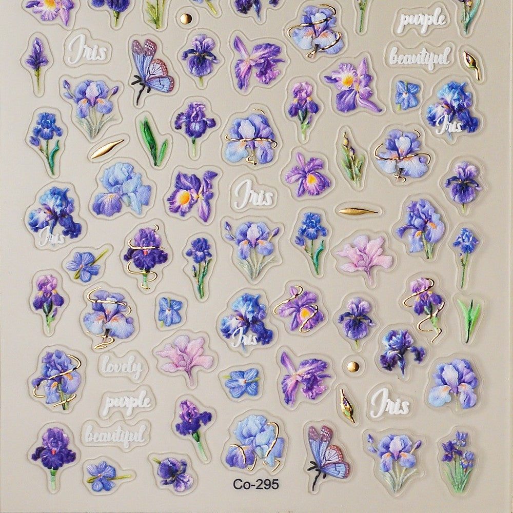 0831 M208- Purple flower Embossed Mini sticker 1 Pcs
