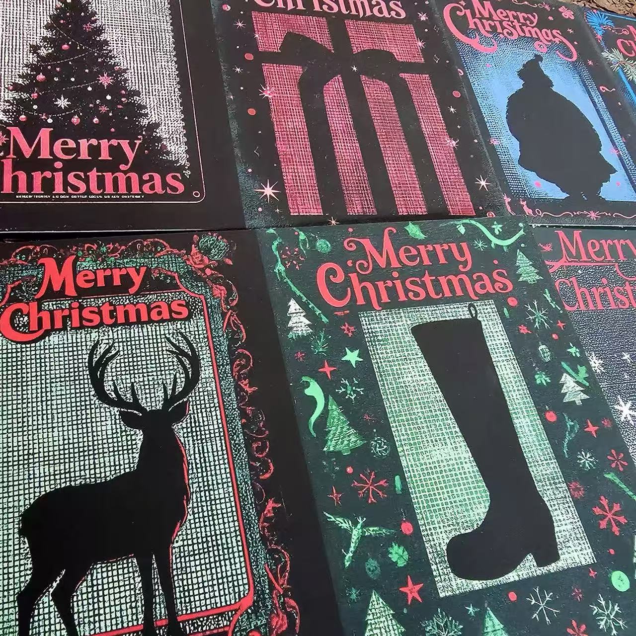 0922 A4 size Vintage Dark Christmas Style Paper 2 pcs