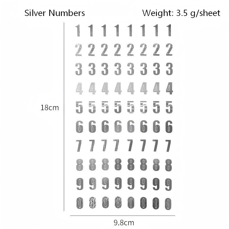 260327 Gold / silver number, letter sticker -1Pcs each pack