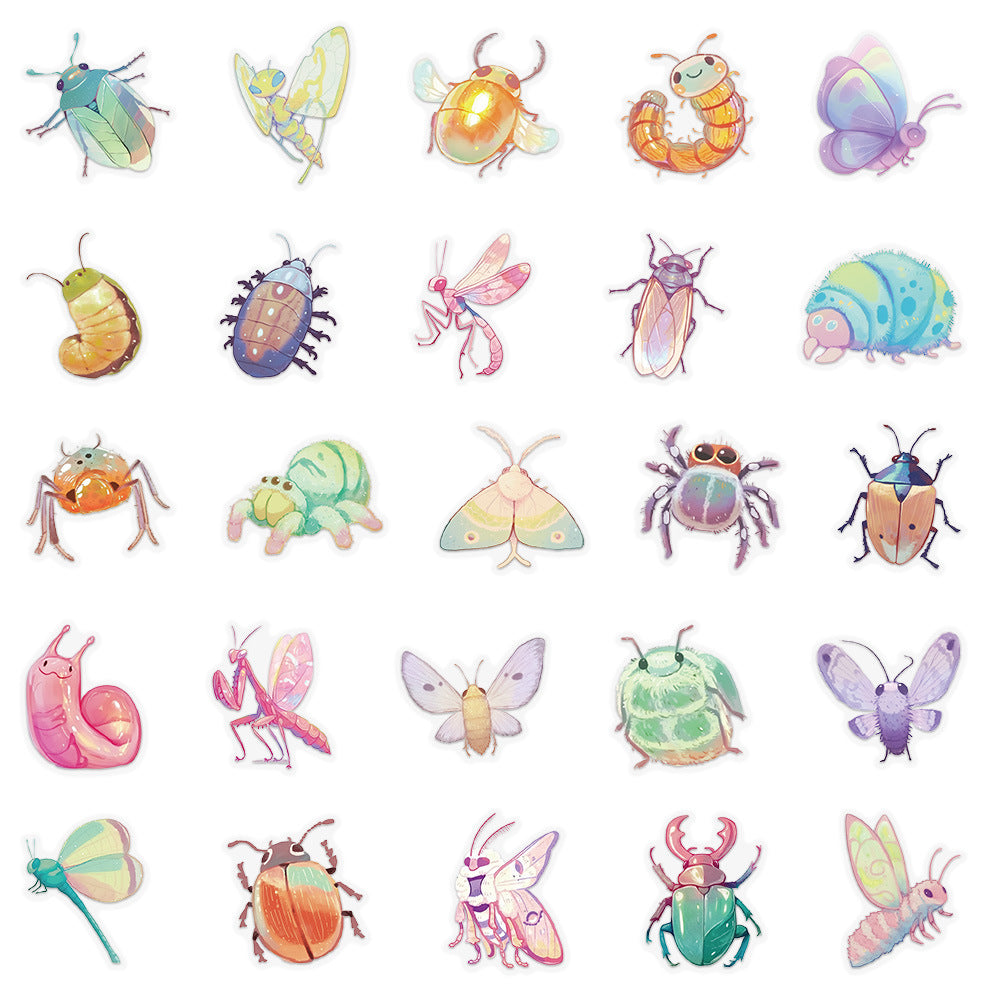 260519 50 Cute Cartoon Bugs PET Sticker