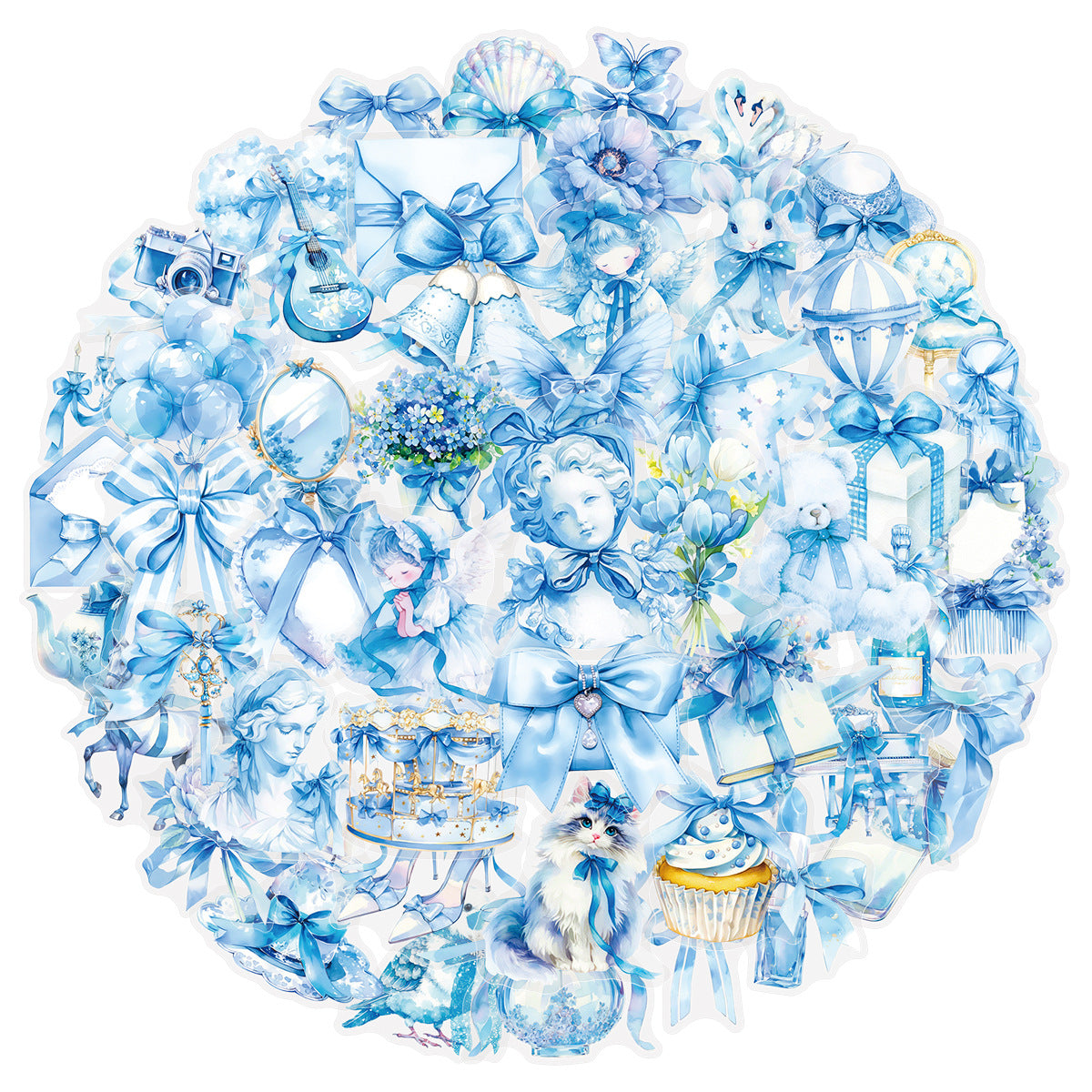 1018 50 Blue bow PET sticker