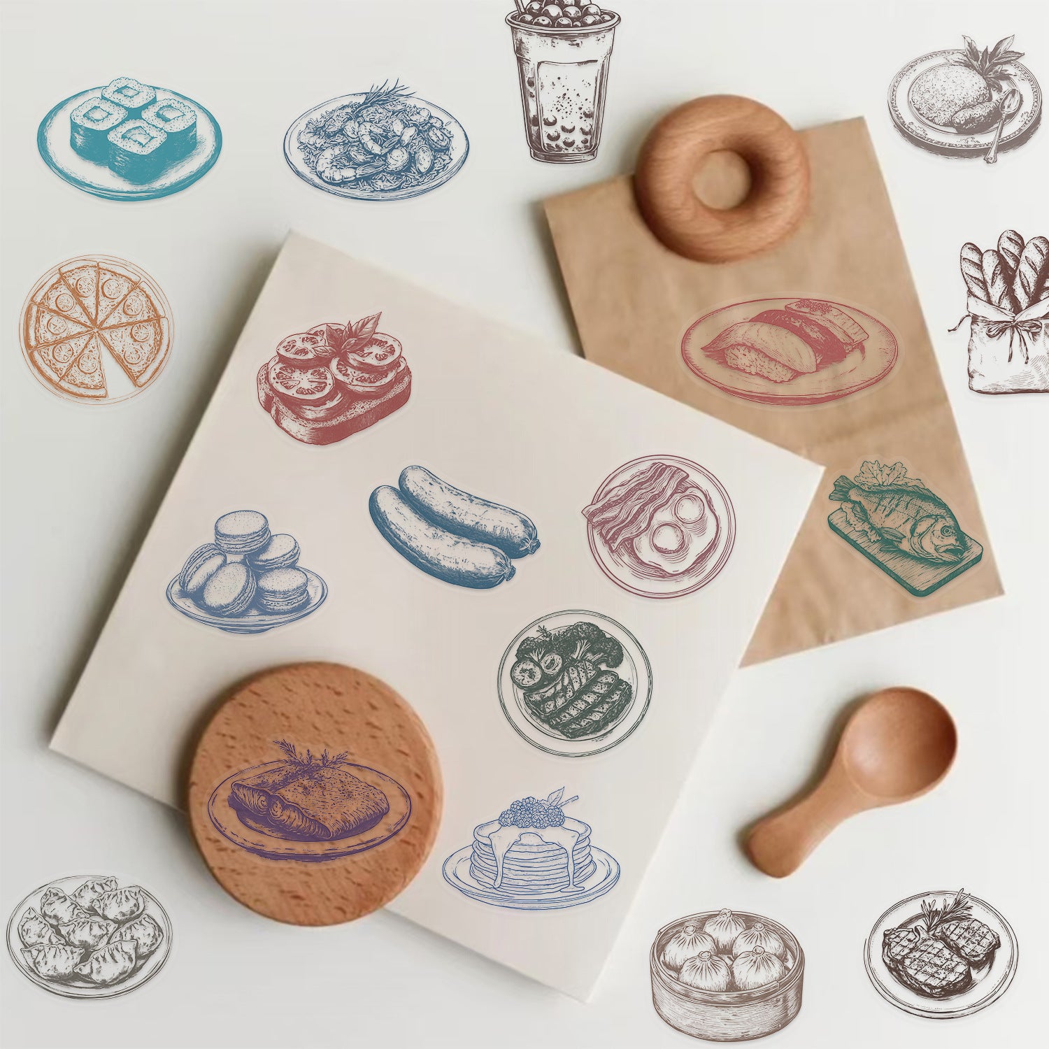 0909 50 Monochrome food PET sticker