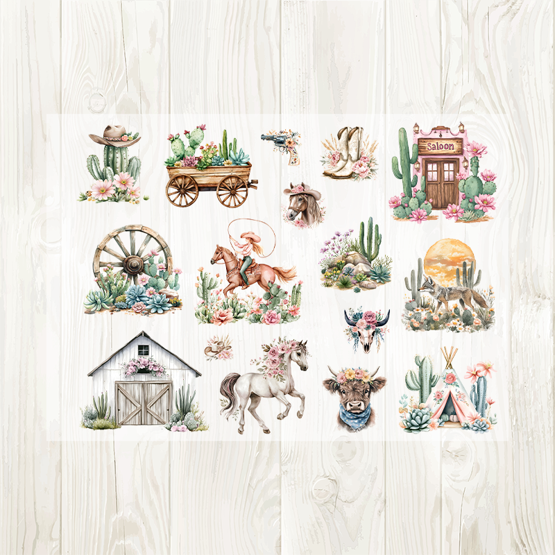 A4 Bohemian style matte PET pre-cut large sticker 1 pack 2 sheets