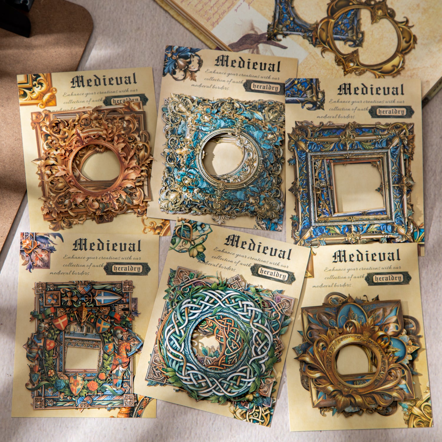 1007 Vintage border cardstock sticker -10Pcs each pack