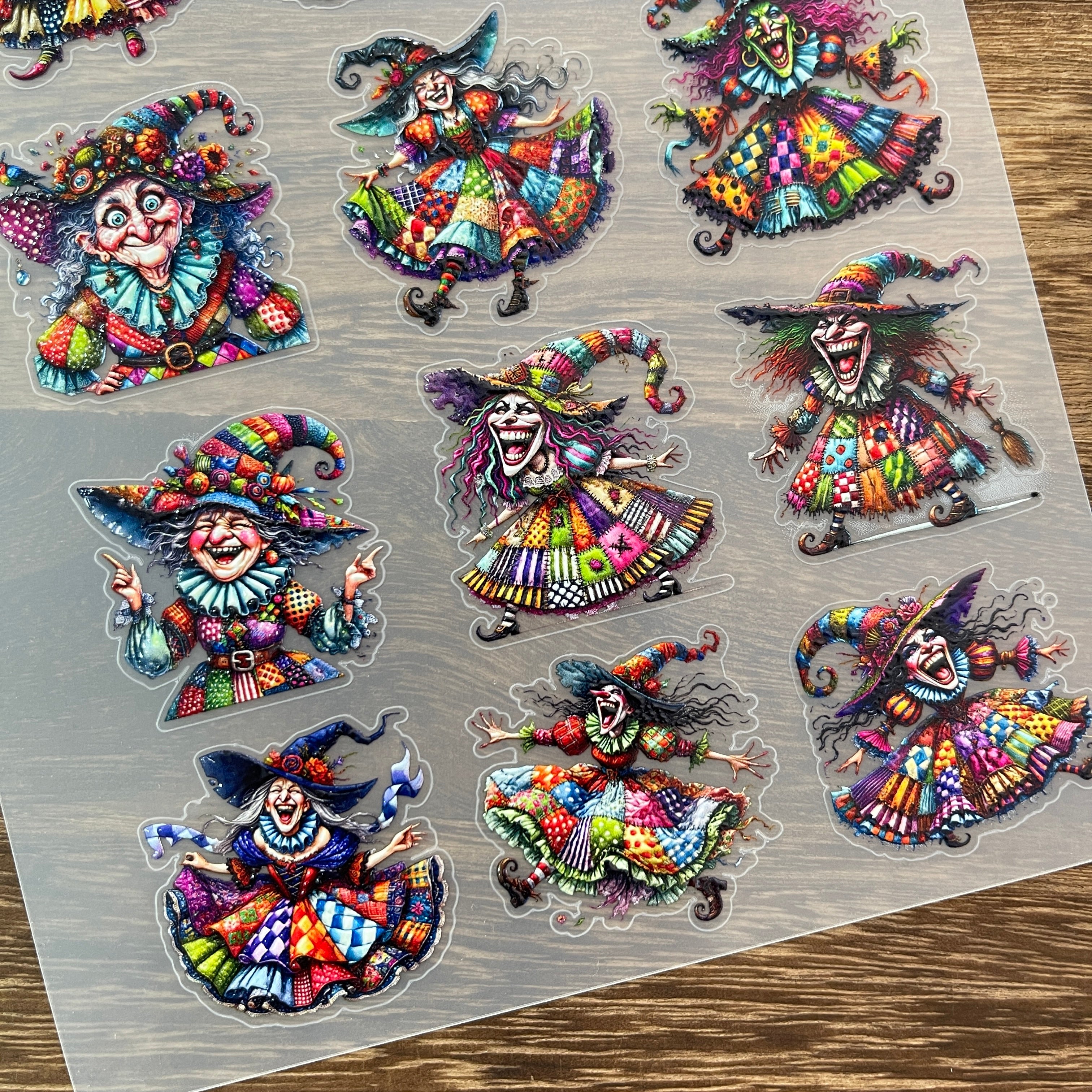 3D Colorful witch PET Stickers 1pcs