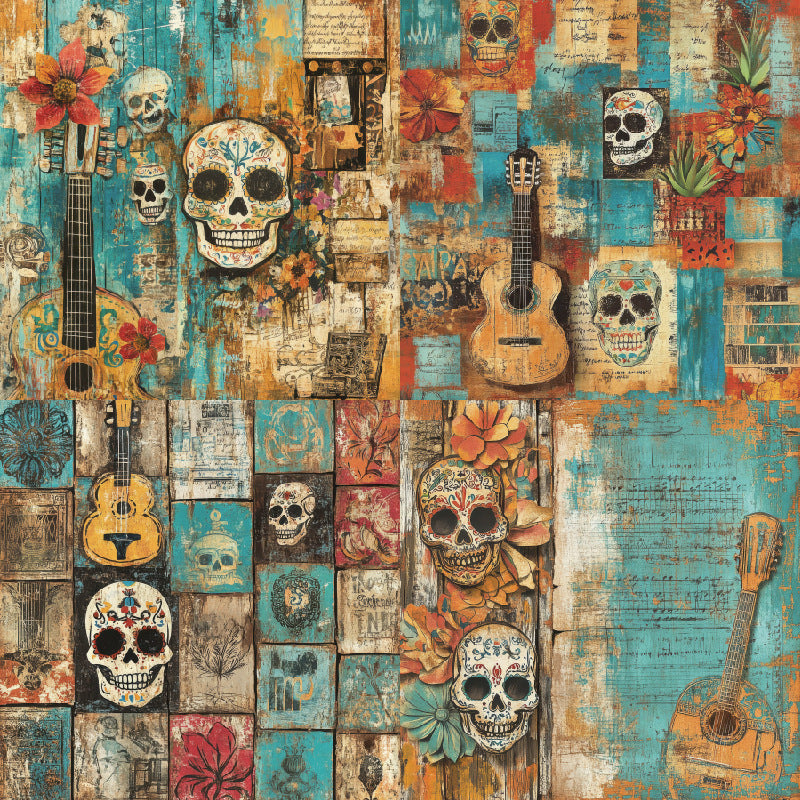 0823 Skull background paper R2570 -24Pcs each pack