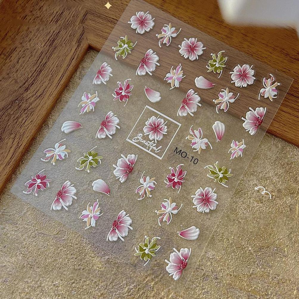 0917 M217- Flower Embossed Mini sticker 1 Pcs