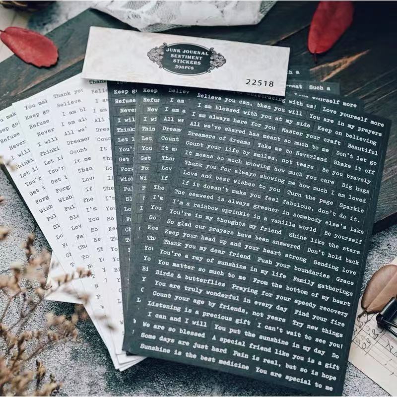 Vintage Typewriter Font Quote Stickers -8Pcs each pack