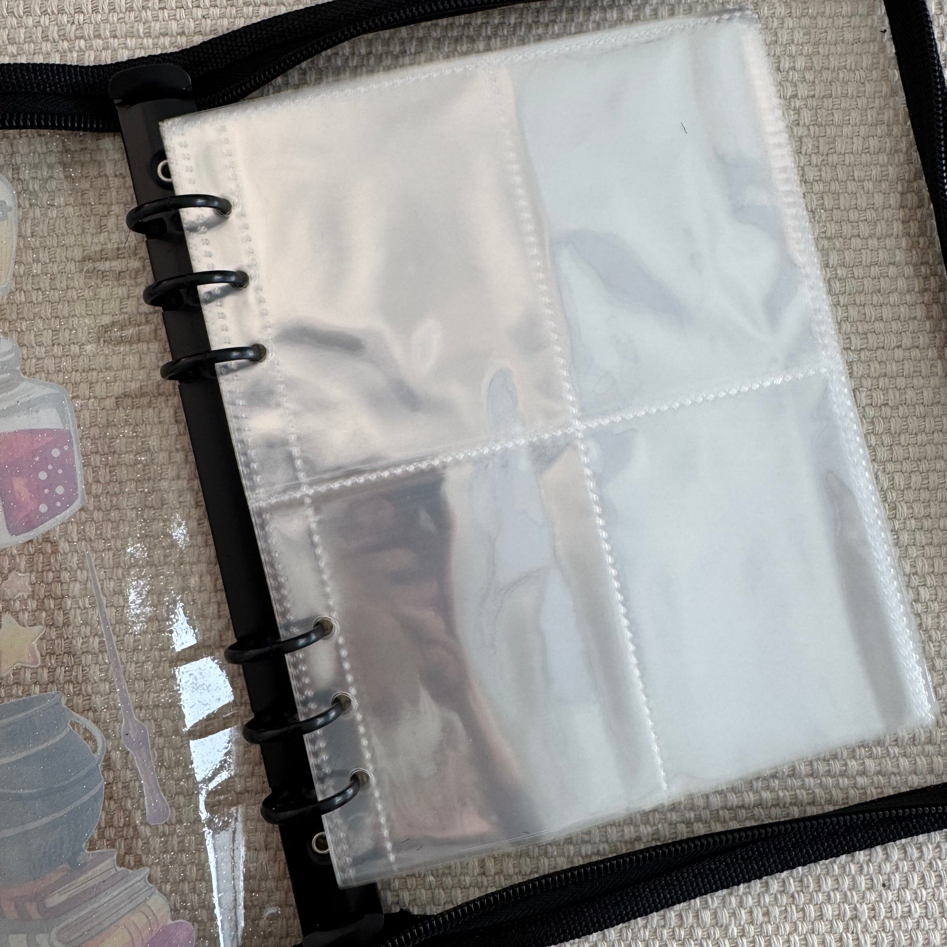 A5 Magic clear binder with Zipper + 50 Pcs pocket insert, ATC cards storage book