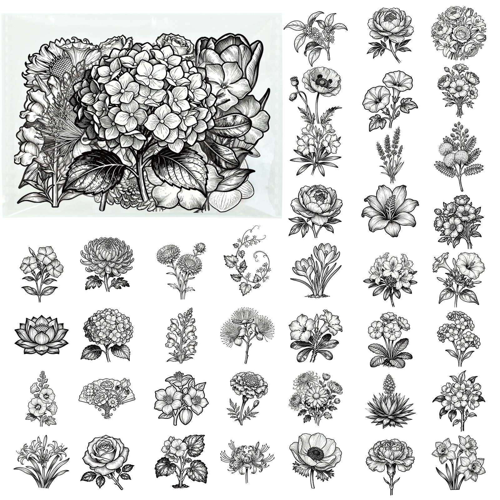 1203 56 Black and white plant PET sticker