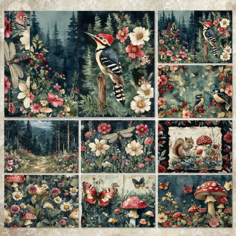 0620 A5 Woodpecker background paper DP2524 -8Pcs each pack